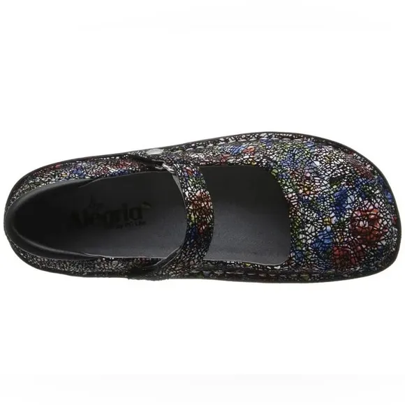 Alegria Belle Cathedral Slim Mary Jane Leather Multi-Colored Velcro Shoe-Sz 37