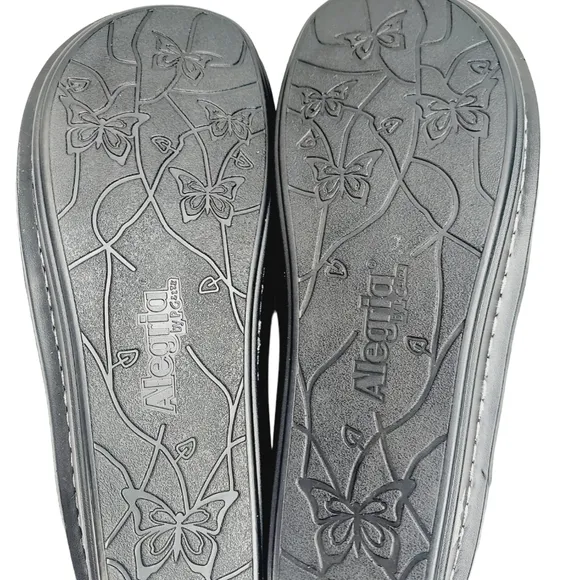 Alegria Brenna Romantical Metallic Floral Leather Black Womens US 7.5 EUR 38 NEW