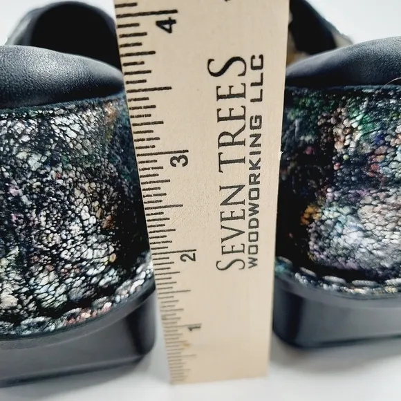 Alegria Brenna Romantical Metallic Floral Leather Black Womens US 7.5 EUR 38 NEW