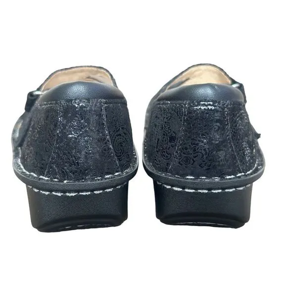 Alegria Dayna Black Paisley Mary Jane Shoes Size 37 WIDE. US Size 7 - 7 1/2 WIDE