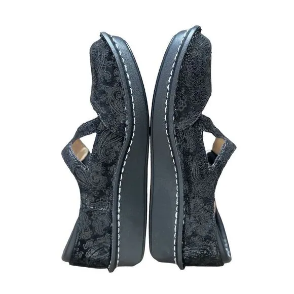 Alegria Dayna Black Paisley Mary Jane Shoes Size 37 WIDE. US Size 7 - 7 1/2 WIDE