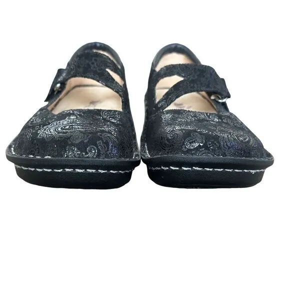 Alegria Dayna Black Paisley Mary Jane Shoes Size 37 WIDE. US Size 7 - 7 1/2 WIDE