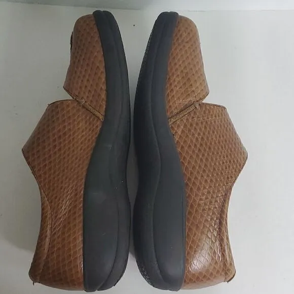 Alegria Kaitlyn Cognac Burnish Snake Professional Shoes Size EU 38 US 8/8.5