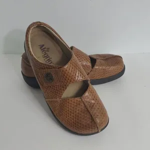 Alegria Kaitlyn Cognac Burnish Snake Professional Shoes Size EU 38 US 8/8.5