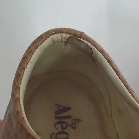 Alegria Kaitlyn Cognac Burnish Snake Professional Shoes Size EU 38 US 8/8.5