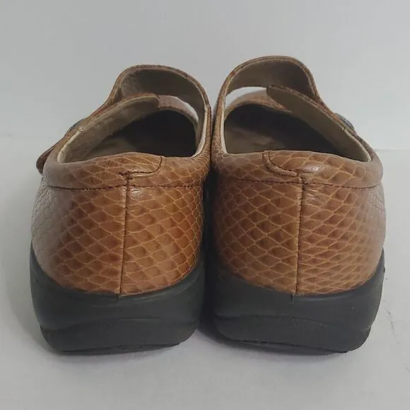 Alegria Kaitlyn Cognac Burnish Snake Professional Shoes Size EU 38 US 8/8.5