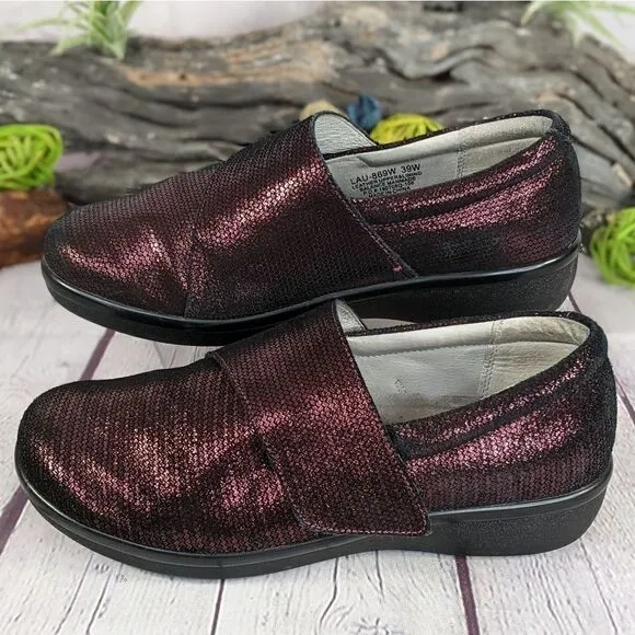 Alegria Lauryn Burgundy Metallic Comfort Shoes Clogs