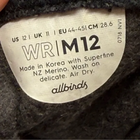 Allbirds Wool Runners Men’s Size 12 Running Training Sneaker Shoe Black