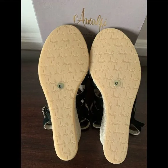 Amalfi by Rangoni Luca  soft suede leather espadrille wedge sandal size 6