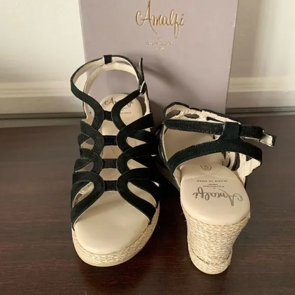 Amalfi by Rangoni Luca  soft suede leather espadrille wedge sandal size 6