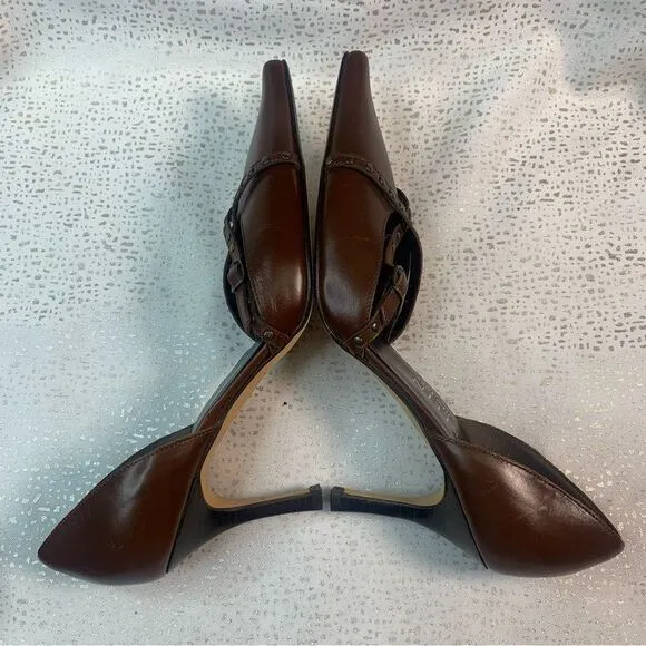 ANN KLEIN New York Brown Pointed Toe Criss Cross Design