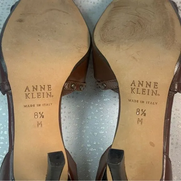 ANN KLEIN New York Brown Pointed Toe Criss Cross Design