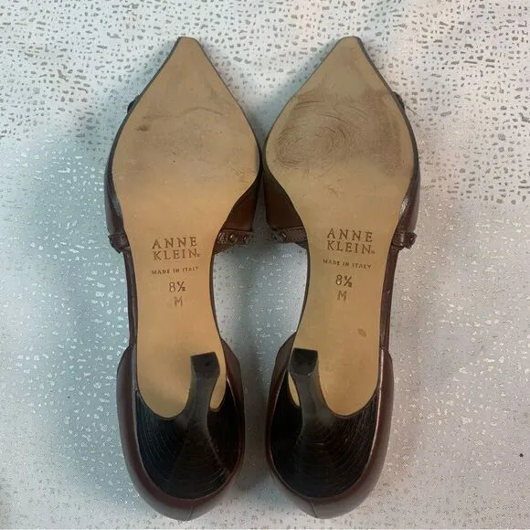 ANN KLEIN New York Brown Pointed Toe Criss Cross Design