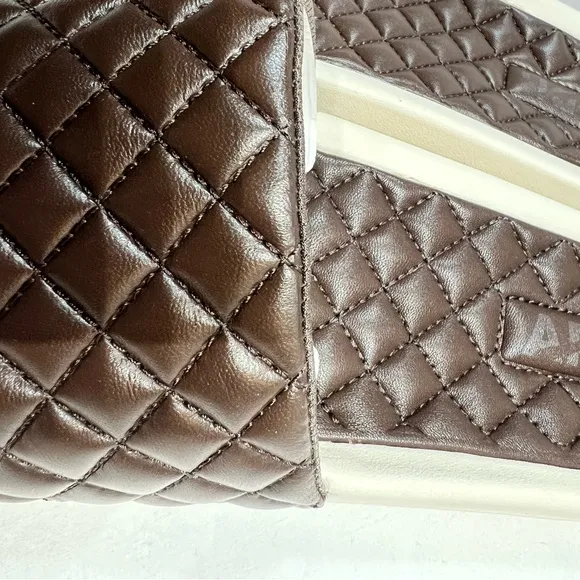 APL Quilted Leather Brown Slides 8