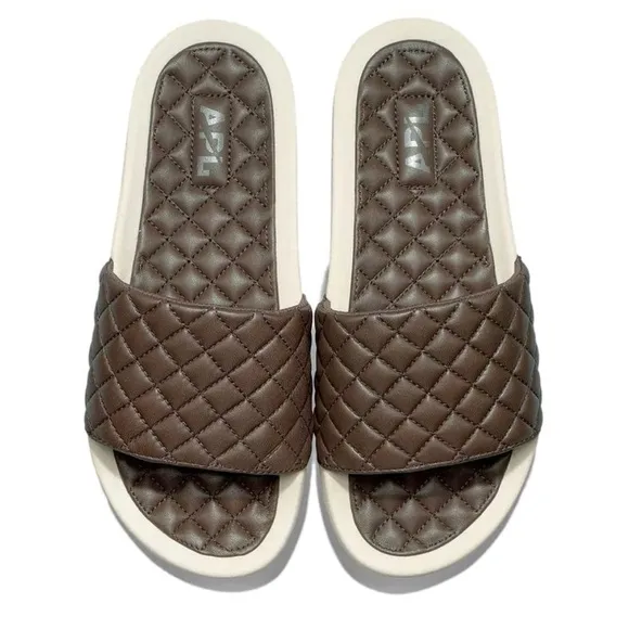 APL Quilted Leather Brown Slides 8