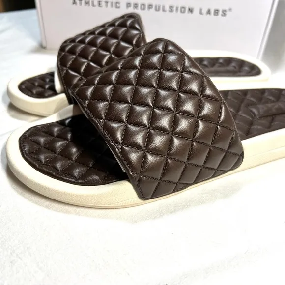 APL Quilted Leather Brown Slides 8