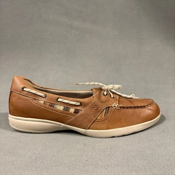Aravon Boat Shoes 9.5 B Brown Women’s Leather Comfort Shoes
