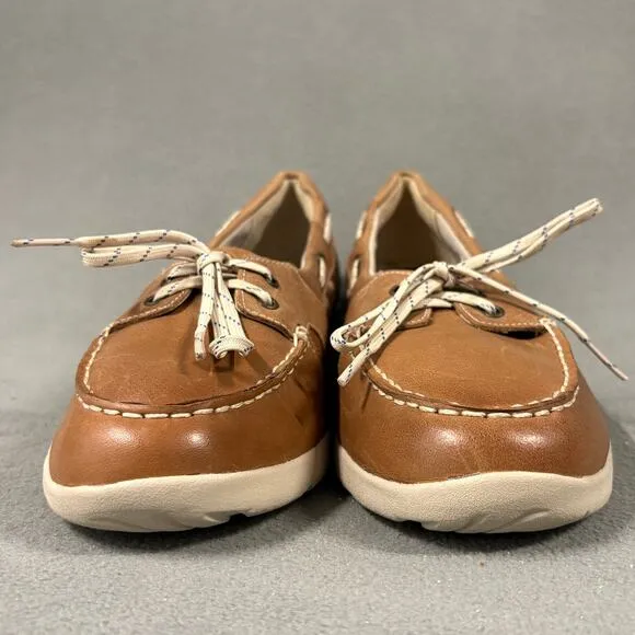 Aravon Boat Shoes 9.5 B Brown Women’s Leather Comfort Shoes