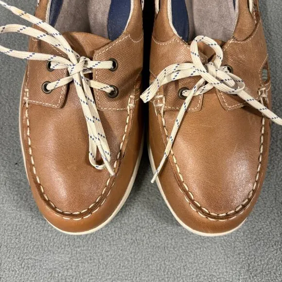 Aravon Boat Shoes 9.5 B Brown Women’s Leather Comfort Shoes
