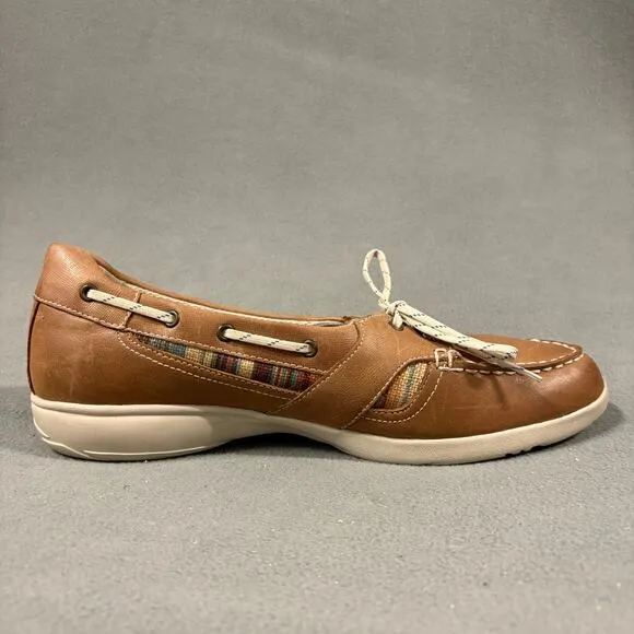 Aravon Boat Shoes 9.5 B Brown Women’s Leather Comfort Shoes