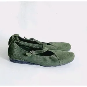 ARCHE Olive Green Leather  Mary Jane Comfort Shoes Size 40 EU Classic
