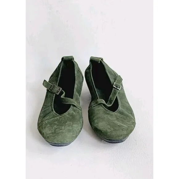 ARCHE Olive Green Leather  Mary Jane Comfort Shoes Size 40 EU Classic