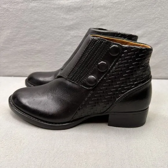Ariat Spat Womens Size 6 (B) Ankle Boots Black Leather Pull On Snap Closure