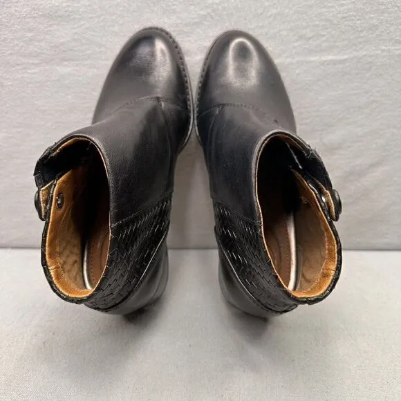 Ariat Spat Womens Size 6 (B) Ankle Boots Black Leather Pull On Snap Closure