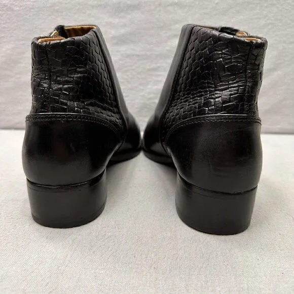 Ariat Spat Womens Size 6 (B) Ankle Boots Black Leather Pull On Snap Closure