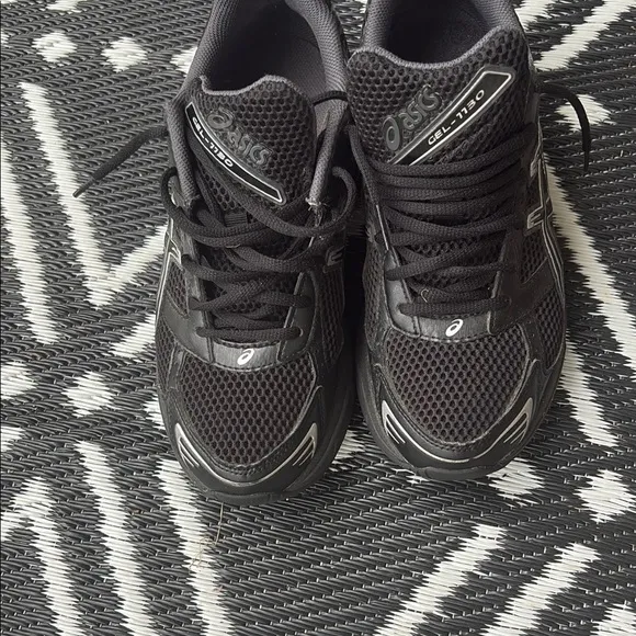 Asics Black and Silver Athletic Shoes with Signature Stripes