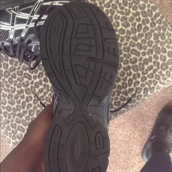 Asics Black and Silver Athletic Shoes with Signature Stripes