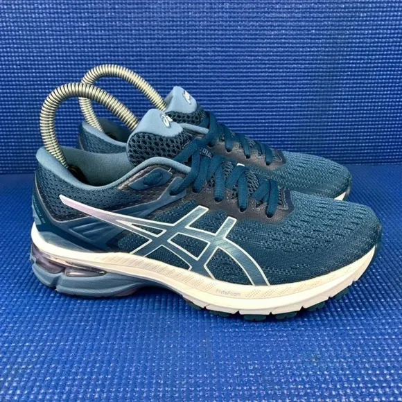 ASICS GEL-2000 9 Women`s Size 5.5 Blue White Athletic Running Shoes 1012A859