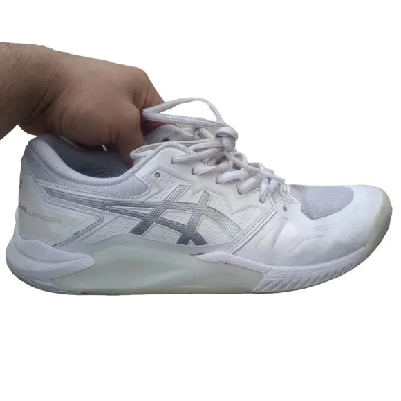 Asics Gel Challenger 12 Tennis Shoes Mens 9.5 US White Silver Sneakers Athletic