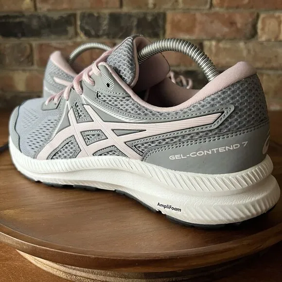 Asics Gel Contend Gray Pink White Running Shoes Sneakers Women's 11 Wide