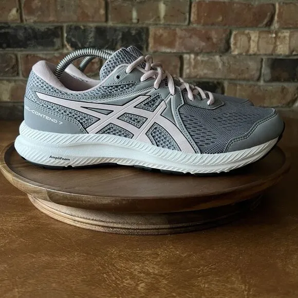 Asics Gel Contend Gray Pink White Running Shoes Sneakers Women's 11 Wide