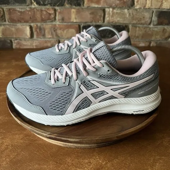 Asics Gel Contend Gray Pink White Running Shoes Sneakers Women's 11 Wide