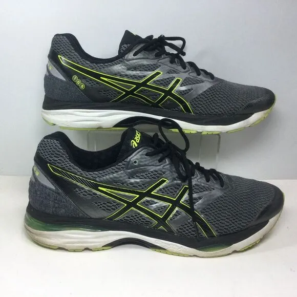 Asics Gel Cumulus 18 shoes Mens Sz 13 M T6C3N Gray/Black/Neon athletic Sneakers‎