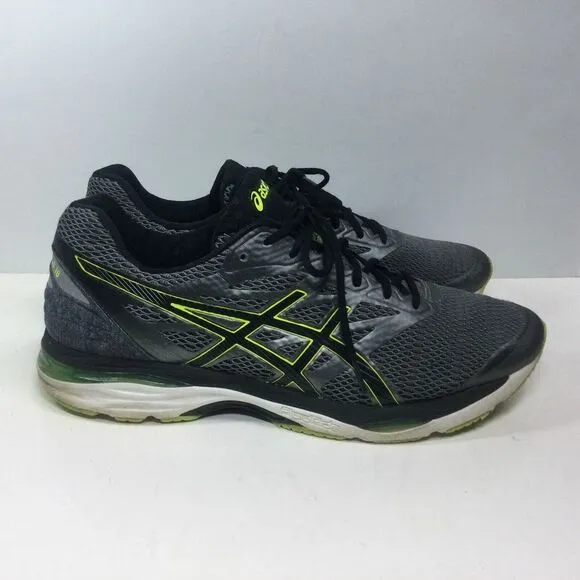 Asics Gel Cumulus 18 shoes Mens Sz 13 M T6C3N Gray/Black/Neon athletic Sneakers‎