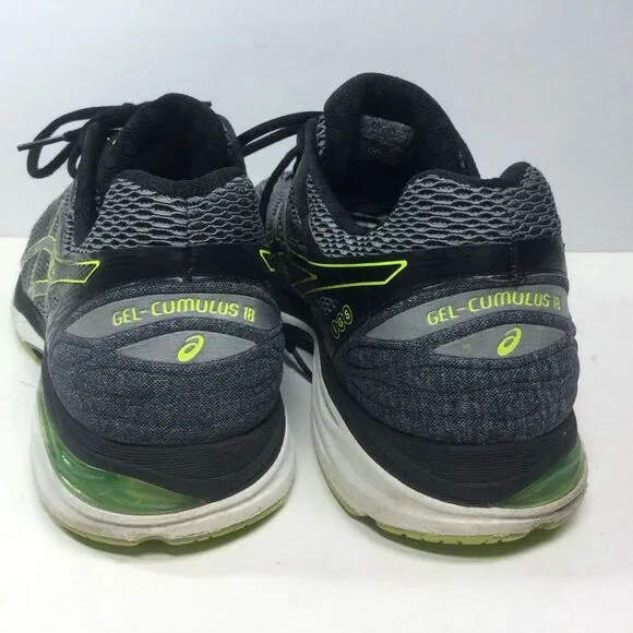 Asics Gel Cumulus 18 shoes Mens Sz 13 M T6C3N Gray/Black/Neon athletic Sneakers‎