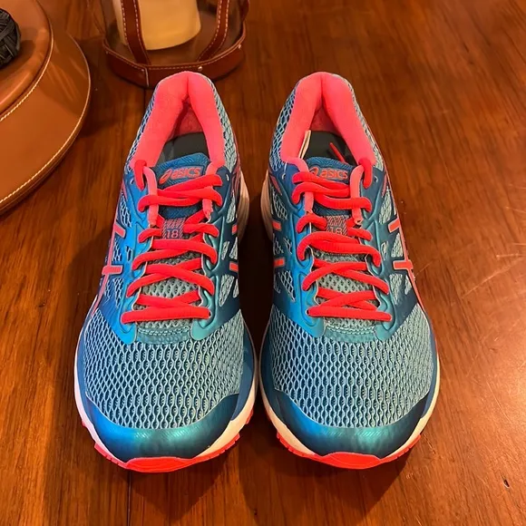 ASICS Gel Cumulus 18 shoes sneakers T6C8N 3906 running coral blue Womens Sz 6.5