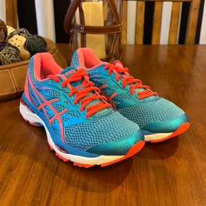 ASICS Gel Cumulus 18 shoes sneakers T6C8N 3906 running coral blue Womens Sz 6.5
