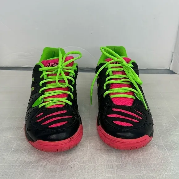 ASICS Gel-Dedicate 4 Tennis Shoes Black/Pink/Lime Green Women's size 8