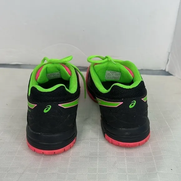 ASICS Gel-Dedicate 4 Tennis Shoes Black/Pink/Lime Green Women's size 8