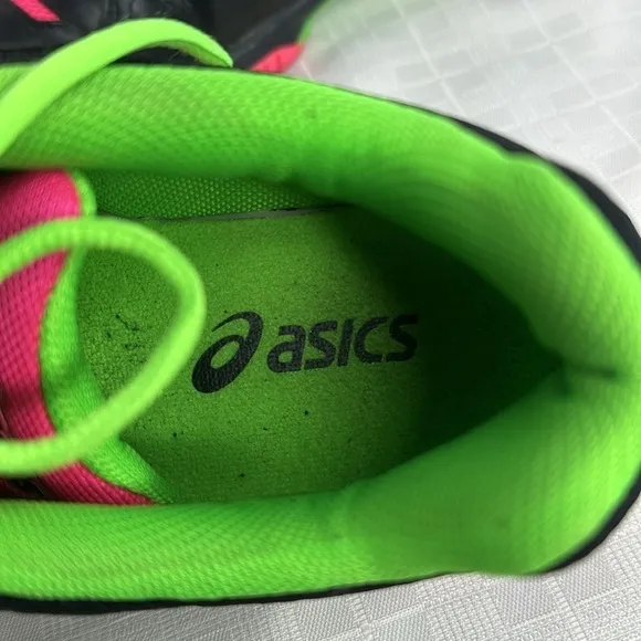 ASICS Gel-Dedicate 4 Tennis Shoes Black/Pink/Lime Green Women's size 8