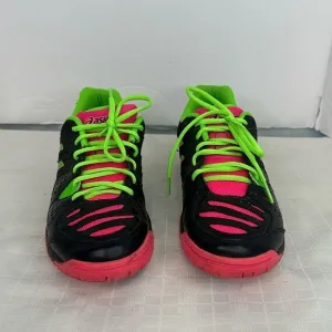 ASICS Gel-Dedicate 4 Tennis Shoes Black/Pink/Lime Green Women's size 8