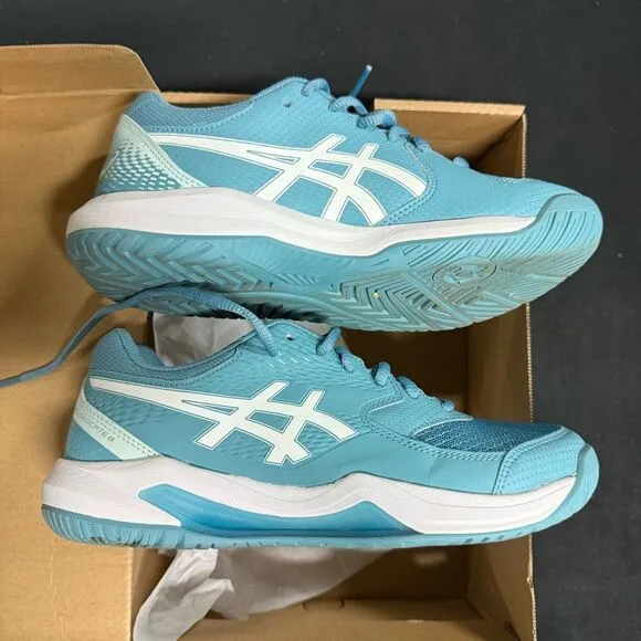 Asics Gel Dedicate 8 Gris Blue White Court Shoes Sneakers 8 Wide