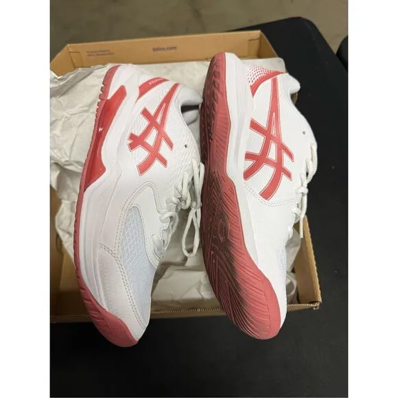 Asics Gel Dedicate 8 White Light Garnet Court Shoes Sneakers 10.5