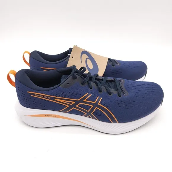 Asics Gel-Excite 10 Mens 12 Running Shoes Deep Ocean Blue Bright Orange Sneaker