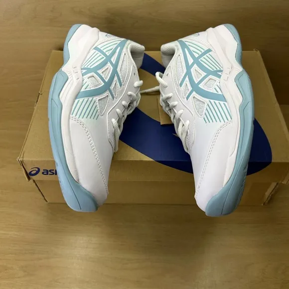 Asics Gel Game 8 Running Shoes Kids 6.5 Womens 4.5 White/Smoke Blue