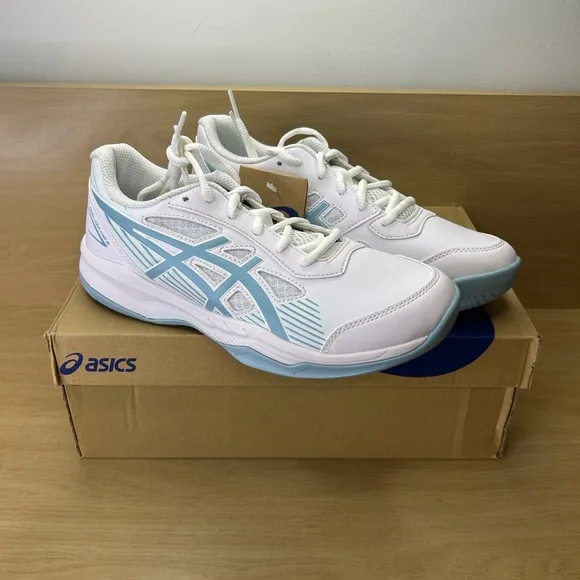 Asics Gel Game 8 Running Shoes Kids 6.5 Womens 4.5 White/Smoke Blue